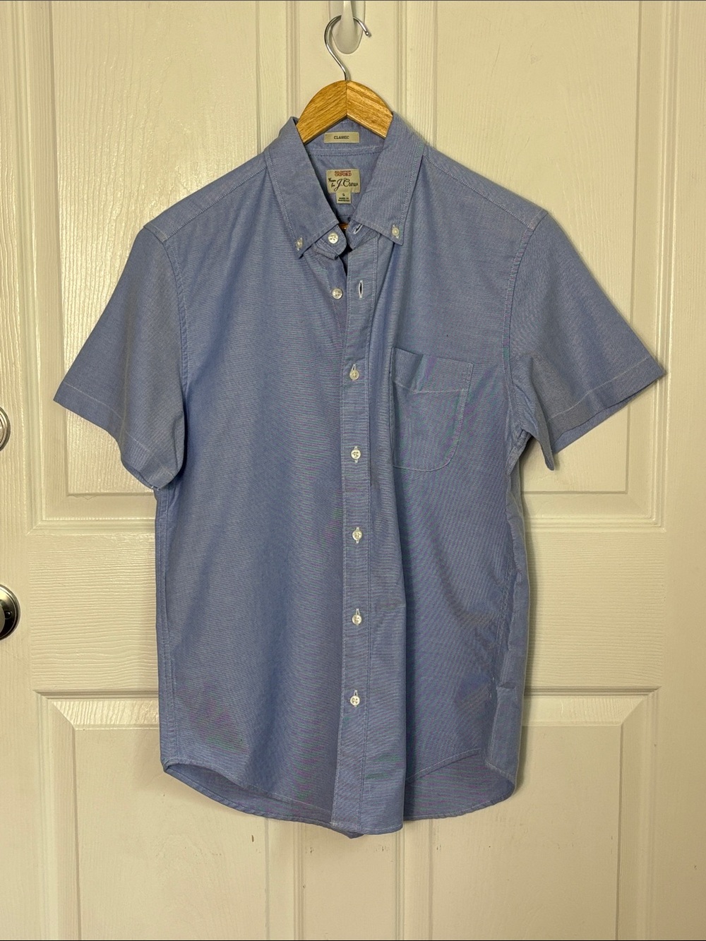 NEW J.Crew Blue Classic All Cotton Oxford Short Sleeve Button Down Shirt sz S